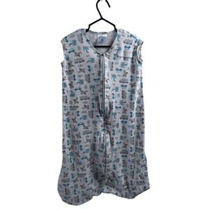 HALO SleepSack Size M 6-12M White Blue Cars Fleece Wearable Blanket Kids